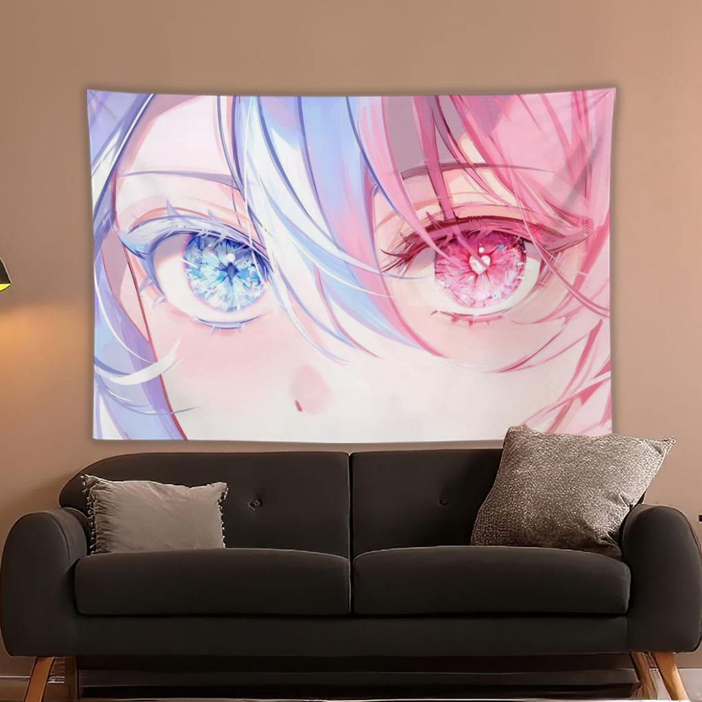 Kawaii Anime Mädchen Auge Druck Wandteppich Wandbehang Niedlicher Cartoon Fantasy Hintergrund Heimdekoration Anime Zimmerdekoration