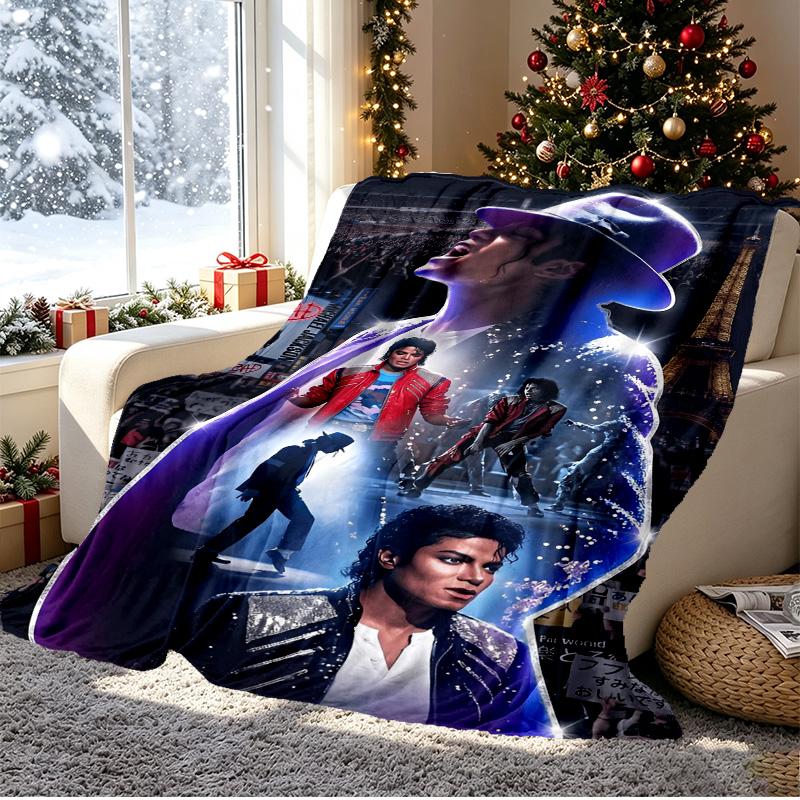 Michael Jackson Muster Decke für Heimdekoration, Bett, Sofa, Autoreise, Camping, Geeignet für Alle Jahreszeiten, Geburtstags-Weihnachtsgeschenk