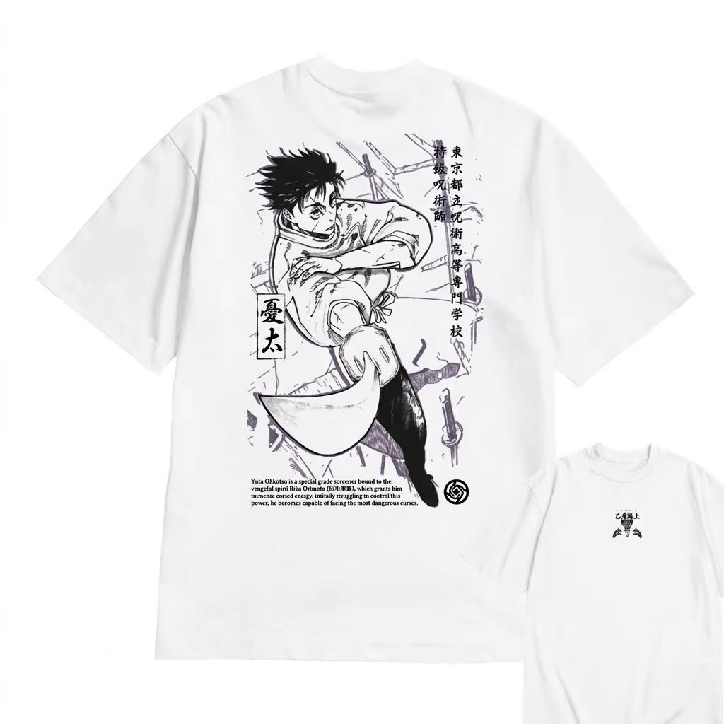

Аниме Магическая битва Юта Оккоцу Графическая футболка 100% Хлопок Оверсайз футболка унисекс Мужская с коротким рукавом Y2k Короткие рукава Классическая 4XL