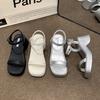 Street Style Chunky Open Toe Women Sandals Elegant Dress Thick Heel Shoes Summer Outdoor Concise Zapatos De Mujer