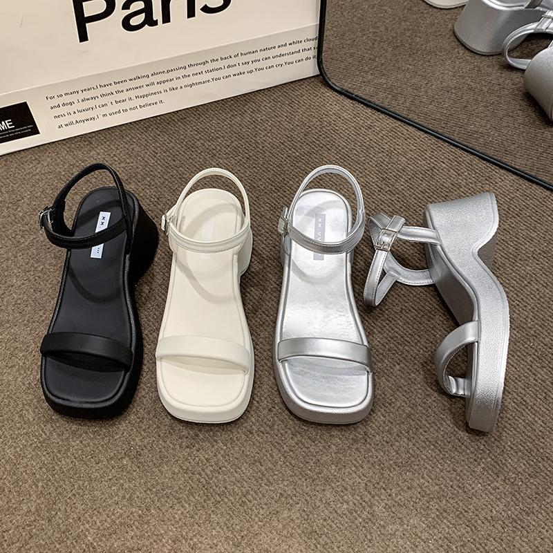 Street Style Chunky Open Toe Women Sandals Elegant Dress Thick Heel Shoes Summer Outdoor Concise Zapatos De Mujer