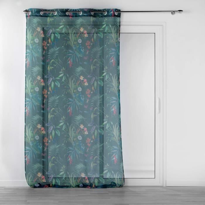 Panneau à œillets - feerie - rideau voile - vert émeraude - 140x240 cm - lavable en machine