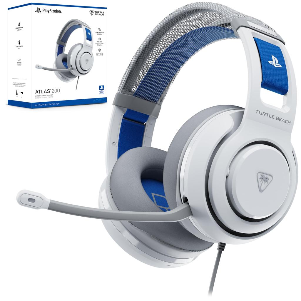 Officially Licensed SONY Atlas 200 White Wired Gaming Headset for 50mm Foldable Unidirectional Memory and Floating Headband Warranty PS5/PS4