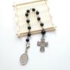 Classic Black Rosary Cross Bracelet Elegant Vintage Black Bead Bracelet Cross Pendant Hand Decorations Bracelets