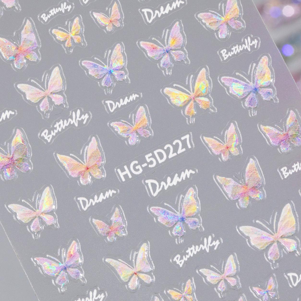 

Aurora 5D Embossed Butterfly Nail Stickers - Fresh Three-Dimensional Design