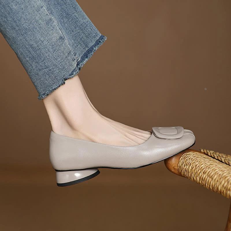 

Туфли-лодочки с квадратным носком на мягкой подошве, удобные новые кожаные туфли из мягкой кожи для женщин, рабочая обувь 34 серый