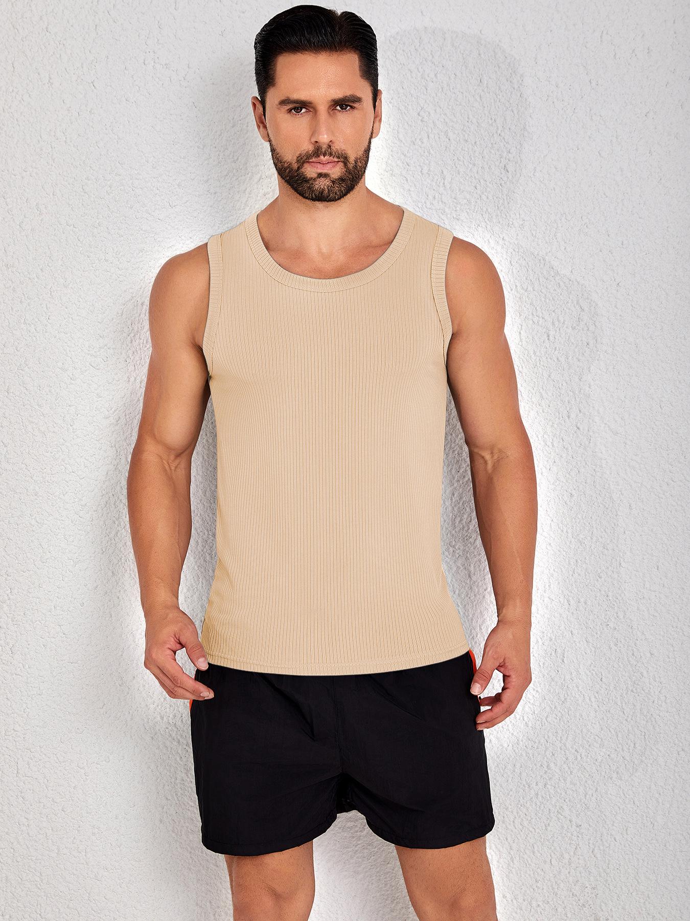 

Мужская быстросохнущая летняя майка без рукавов для фитнеса с гребенчатой текстурой L