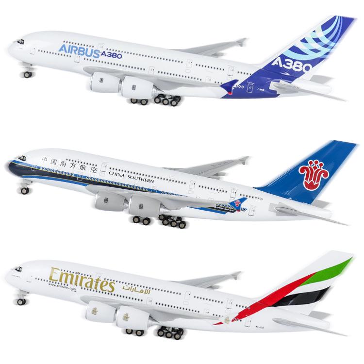 30cm Airbus A380 China Southern & COMAC C919 Model with Lights and Wheels - Airplane Ornament Gift