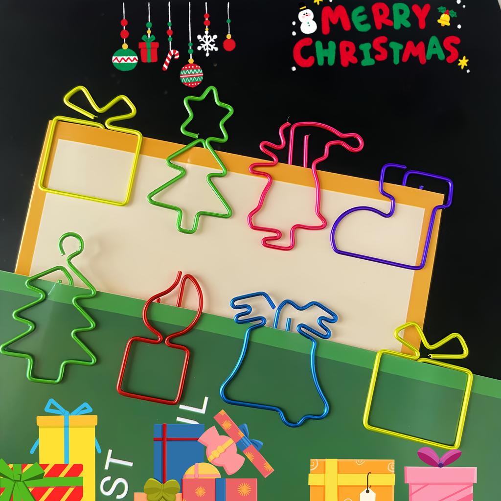 50/100pcs Christmas Colorful Paper Clips, ShapesPaperclips Bookmarks Planner Clips for Office Supplies Gifts Wedding Decoration