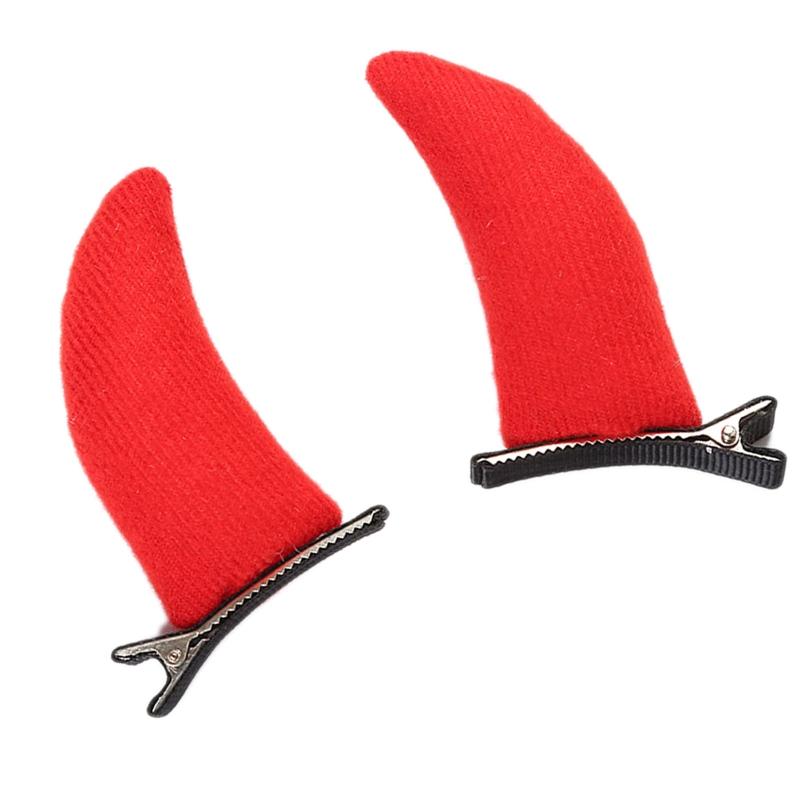 Hübsche Haarspangen für Mädchen Halloween Fotoshooting Rutschfest Sterische Haarspangen Cartoon Teufel Ochsenhorn Form Haarnadel