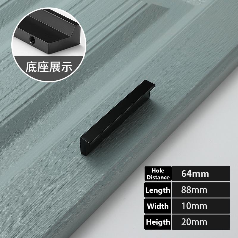 WV Silver Black Kitchen Cabinet Handles Dressers Closet Aluminum Knobs Pulls Drawer Furniture Handle Cupboard Wardrobe Hardware