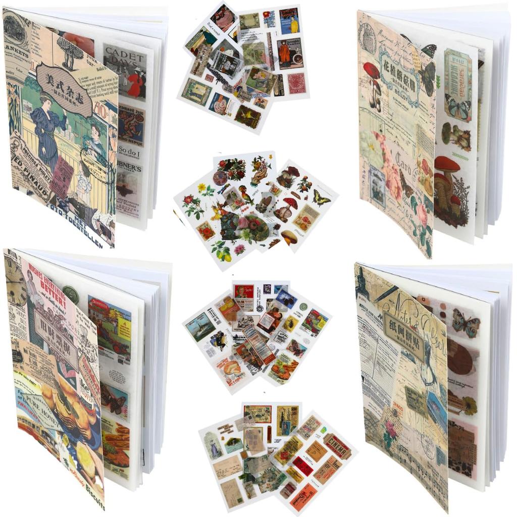 Kansha Heart Set of 4 Collage Materials Flake Seals Collage Materials Seals Stickers Scrapbooking Masterpiece Materials Seal Book Junk Journal Vintage