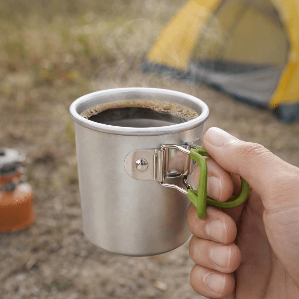 Teetasse Rostfrei Faltbar Campingbecher 150 ML Sturzsicher Aluminiumlegierung Tasse Wiederverwendbar Mini-Becher Rucksacktouren