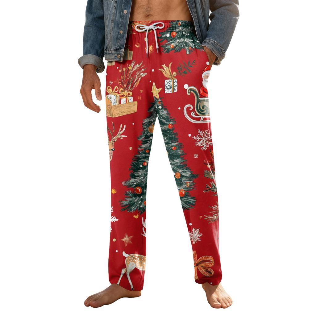 Pánské domácí měkké pyžamové kalhoty se stahovací šňůrkou s kapsami Sportovní kalhoty pro volný čas