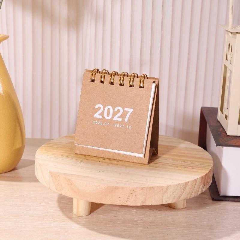 1Pcs 2027 Mini Simple Calendar Small Desk Calendar Creative Coil Calendar Planner Desktop Decoration Office Stationery