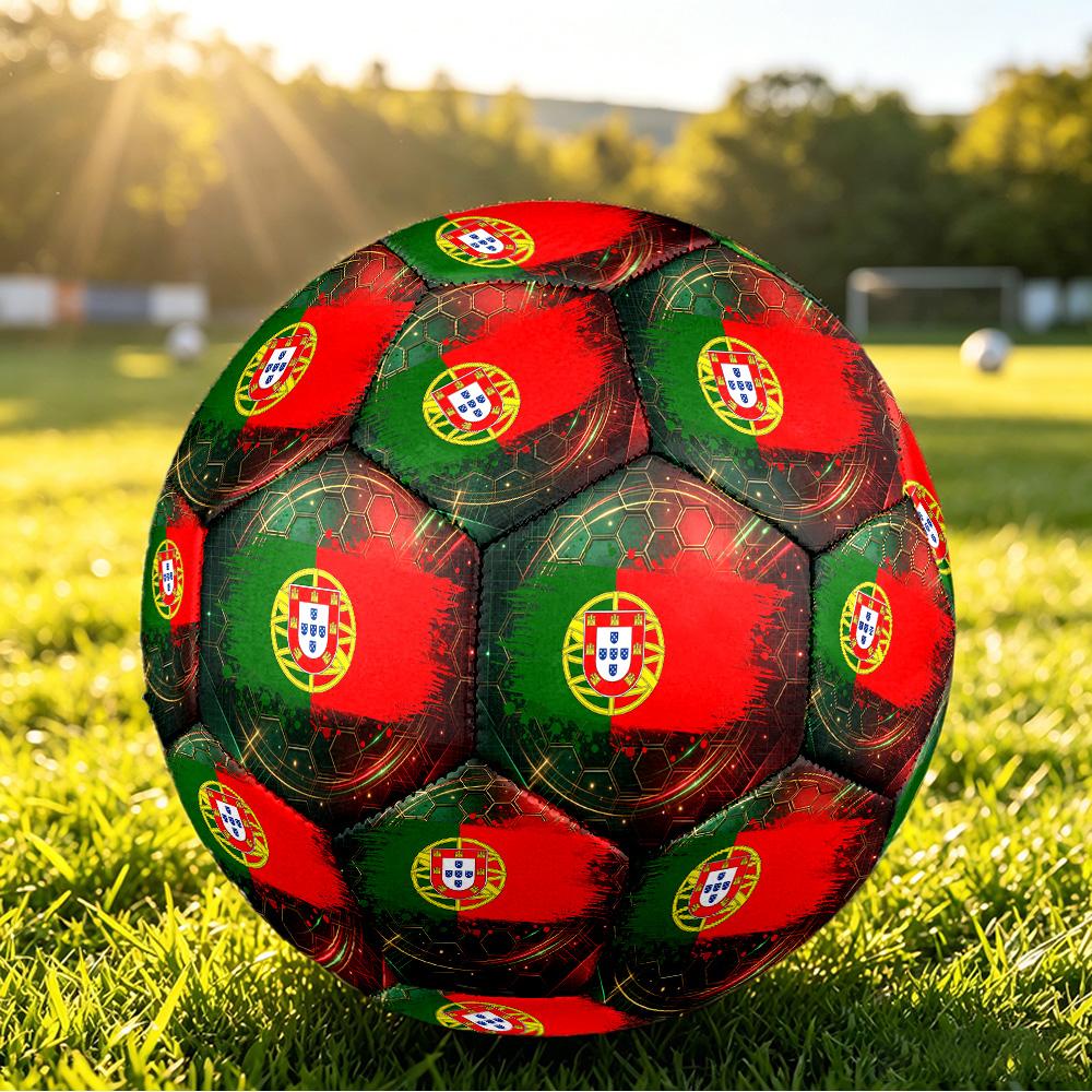 Portugal Fußball Bedruckter Größe 5 Fußball Ball Verschleißfest Standard Erwachsenen Trainingsfußball Fan Geschenk für Indoor Outdoor Spiel Sport