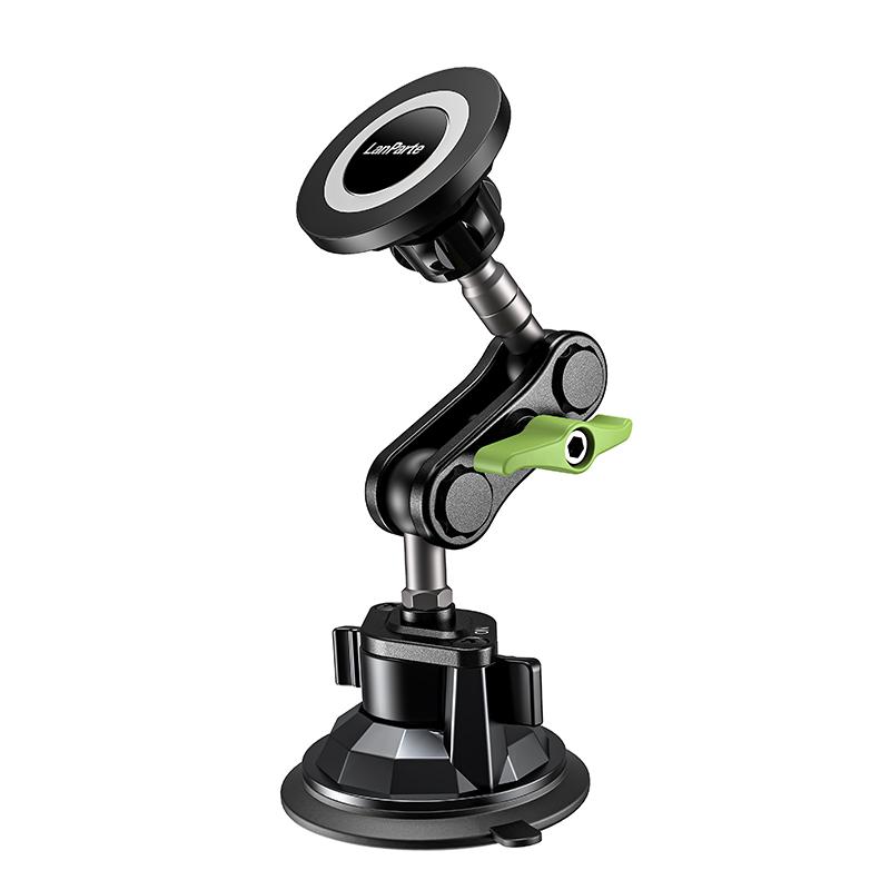 Aluminum Alloy 360 Degree Rotation Anti-Slip Suction Cup Mount Magnetic Car Mobile Phone Holder Magnetic