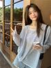 Relaxed Lightweight Summer Striped Knitwear: Women's Long Sleeve Loose Sun Protection Pullover Top