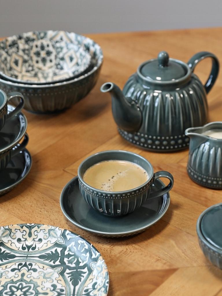 CUP WITH SAUCER FOR COFFEE AND TEA 250ml MOSAIQUE OLIVE LINE