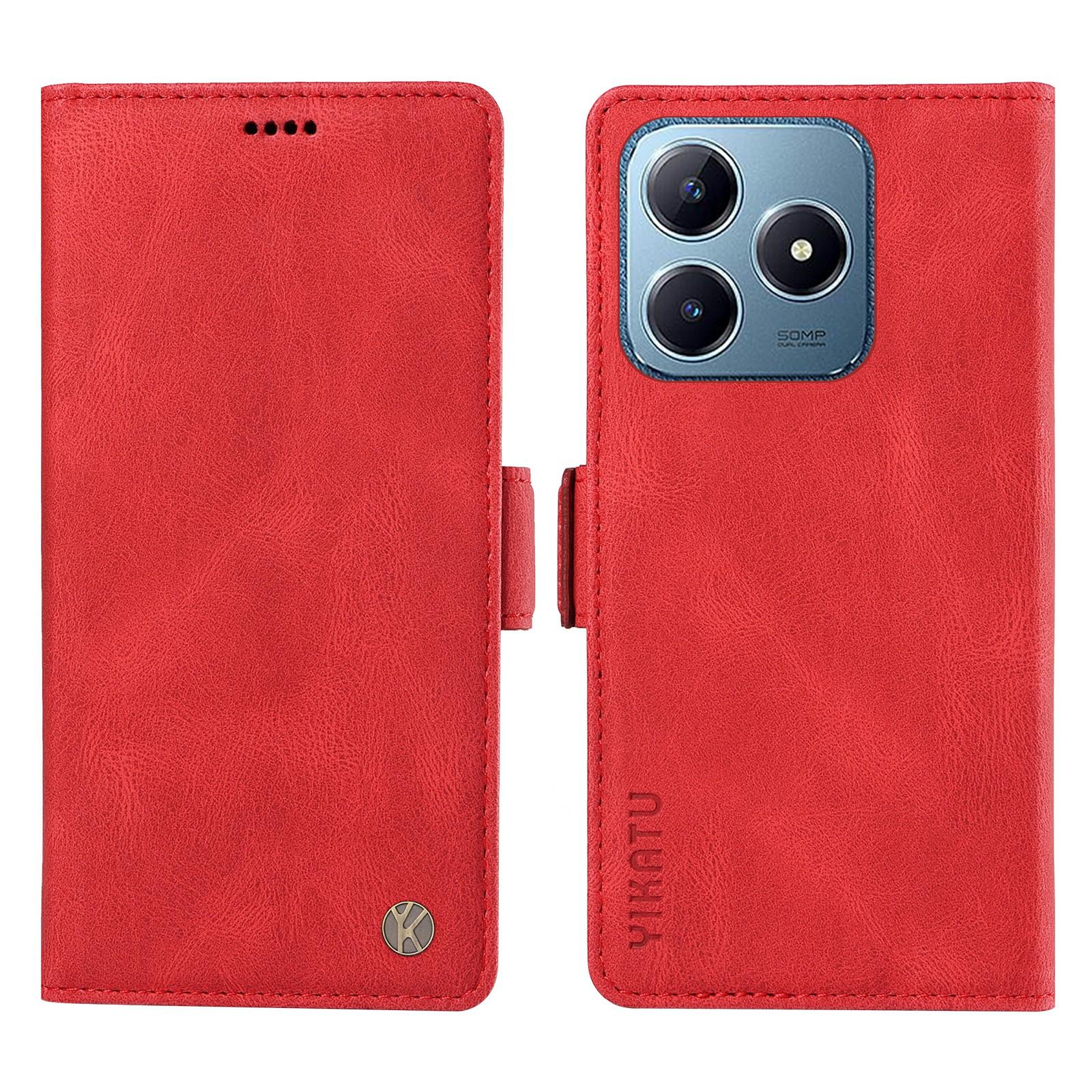 

For Realme Note 60x 4G/C63 4G/C61 4G Case Skin-Touch Leather Phone Cover Red