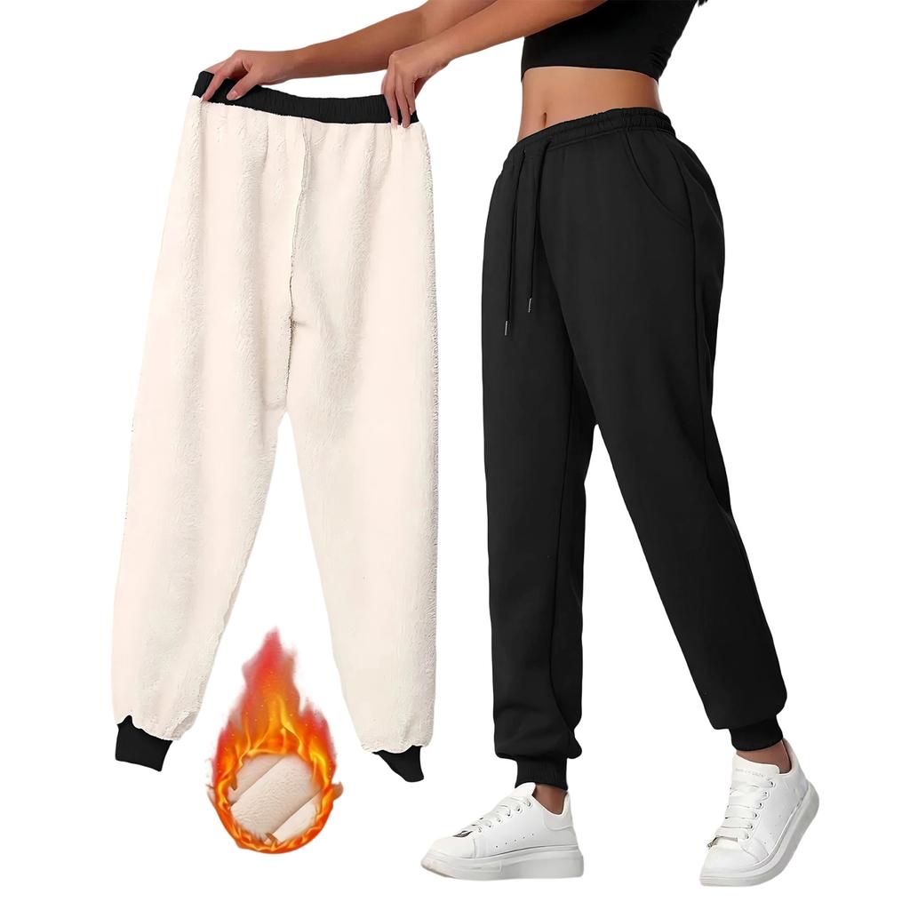 Ladies' Fashionable Casual Sweatpants With Thickened Pockets And Drawstring For Warmth