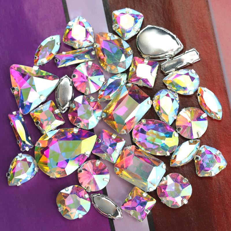Mixed Claw Drill Glass Plated AB Crystal Sewing Drill Rhinestones Single Claw DIY Jewelry Accessories Wedding Clothing Accessories