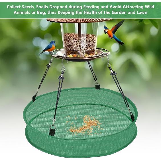 2Pcs Bird Seed Catcher for Hanging Bird Feeder Platform, Seed Shell Catcher Bird Seed Catcher Tray, Green Birdseed Hoop for Outdoor Garden Hanging