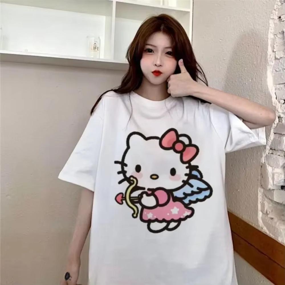 

Fashion New Hello Kitty Tshirt Womens Couple Cute Trendy Top Super Neutral Couple Trendy Harajuku Plus Size Tshirt S