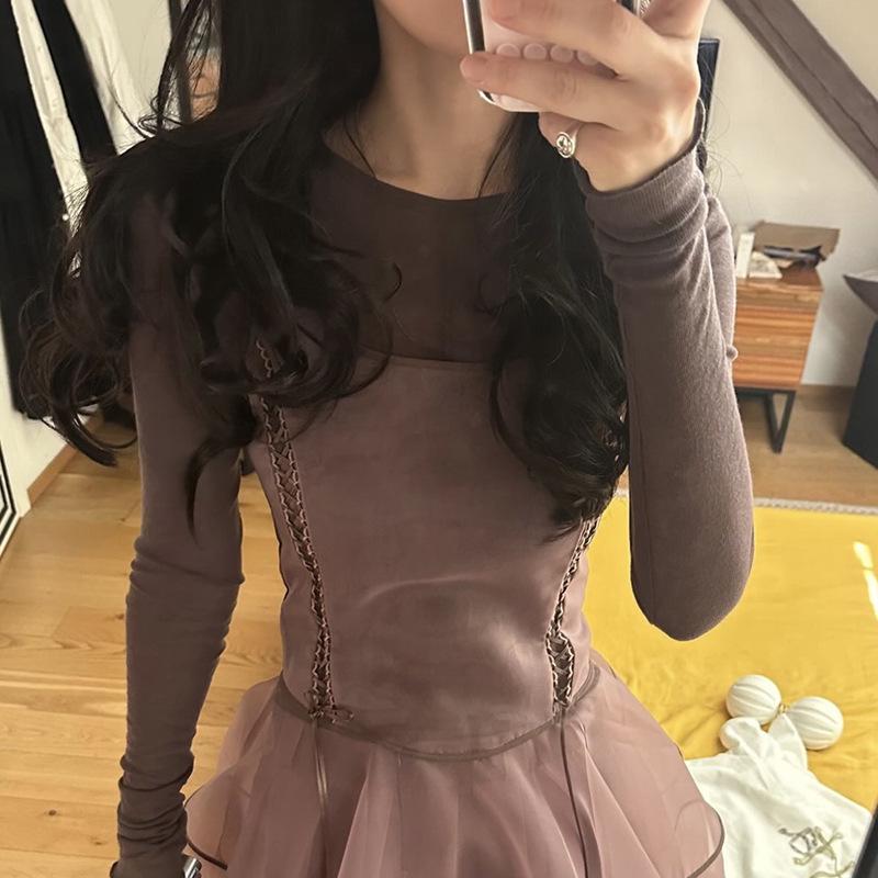 

Платье из корейской кружевной органзы - длинное, элегантное, высококачественная юбка-фея на весну/осень One Size