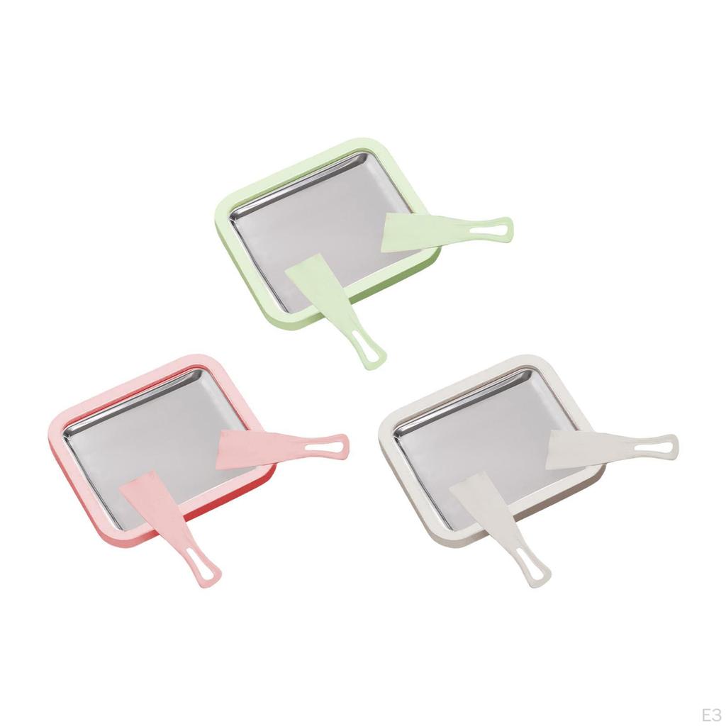 Instant Rolled Ice Cream Maker Pan Frozen Dessert Tray with 2 Scrapers for Kids Adults Home