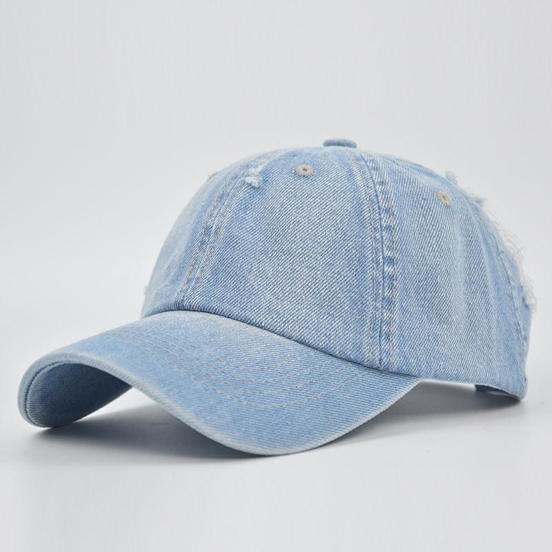 

Duck Made Cap Old Washing Process Cowboy Baseball Cap Ripped Material Cotton Blue