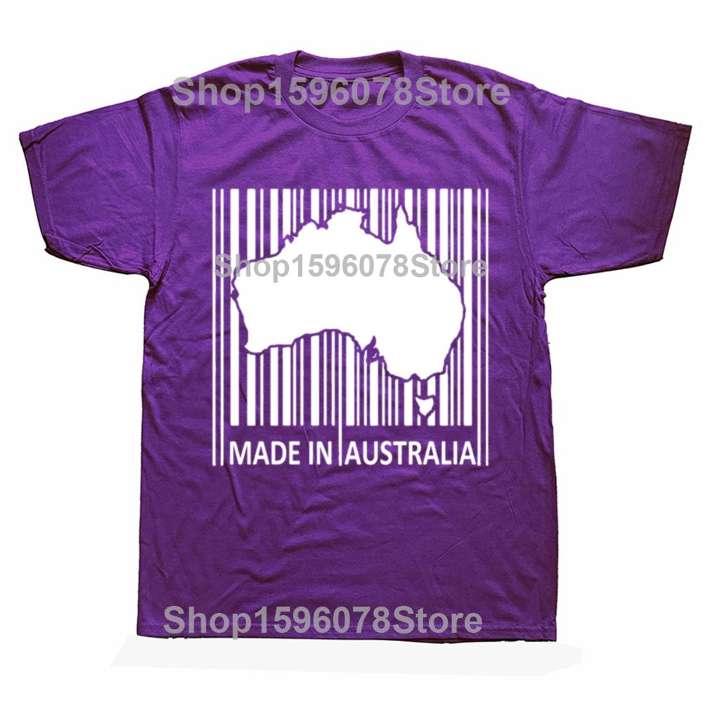

Funny Made in Australia Barcode Aussie Map T Shirts Men Women Cotton Humor Australian Tee Short Sleeve Unisex Loose Clothing 4XL