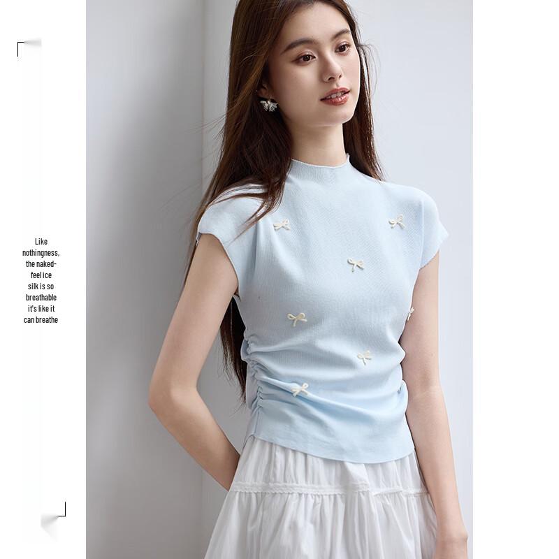 VICTORIA&VERA Ballet Style Bowknot Knit Top
