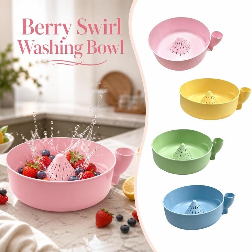 Quick Drain Berry Swirl Washing Bowl Self Rinsing Dynamic Vortex Cleaning Bowl  Countertop