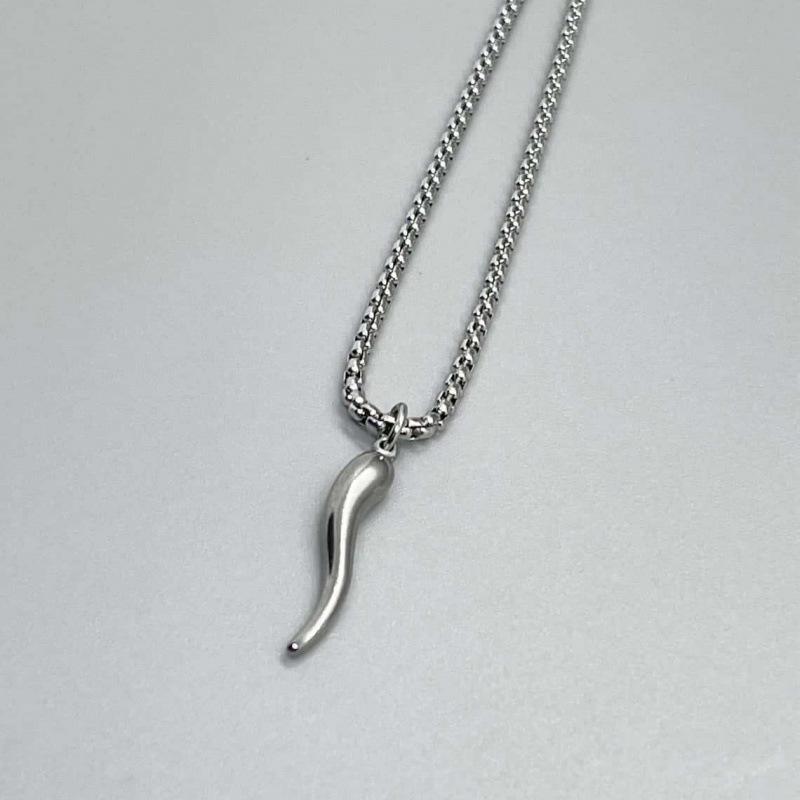 Italian Horn Necklace Corn God Pendant, Stainless Steel Jewelry Gem Gift