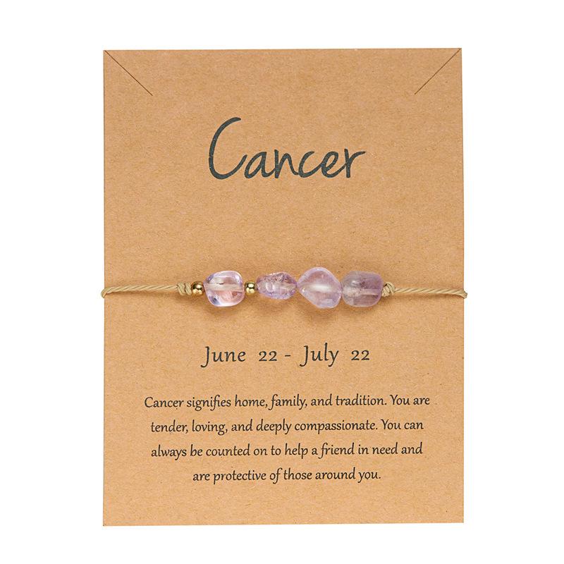 European American Fashion Natural Stone Zodiac Bracelet, Hand-Woven Style with Paper Card, Versatile Design for Women