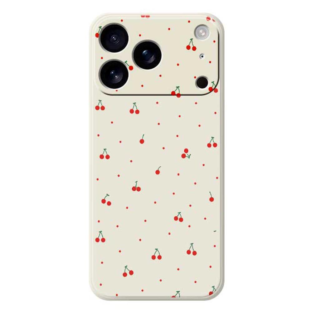For iPhone 17 Pro Max Case Red Cherry Pattern Printing Straight Edge TPU Phone Back Cover
