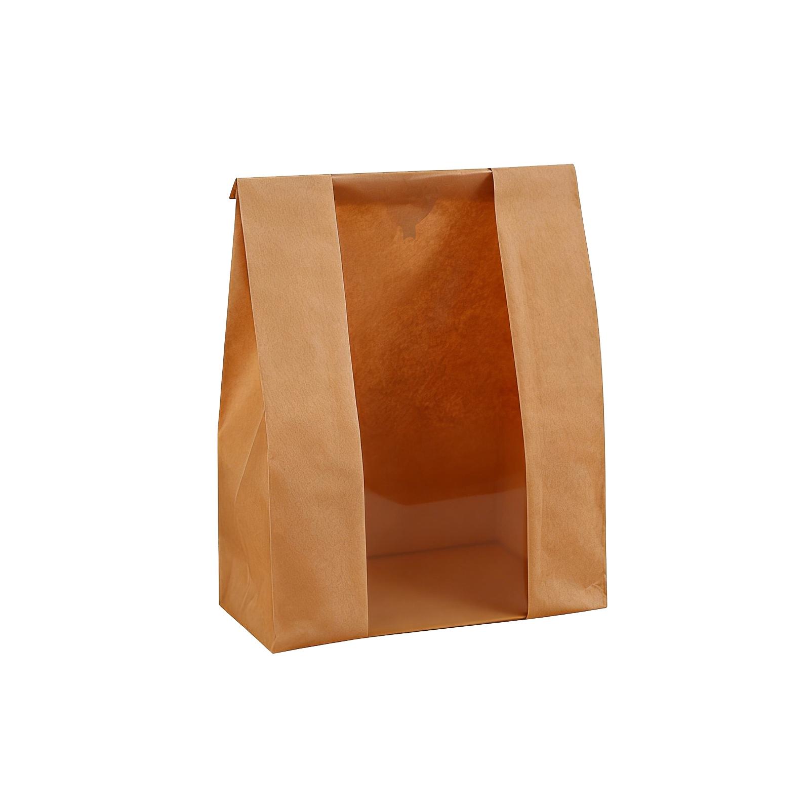 

50 Pcs Bread Bags For Homemade Bread With Clear Window & 50 Stickers, Sourdough Bread Bags For Storage Of Bread,Snacks, Brown Paper Lunch Bags