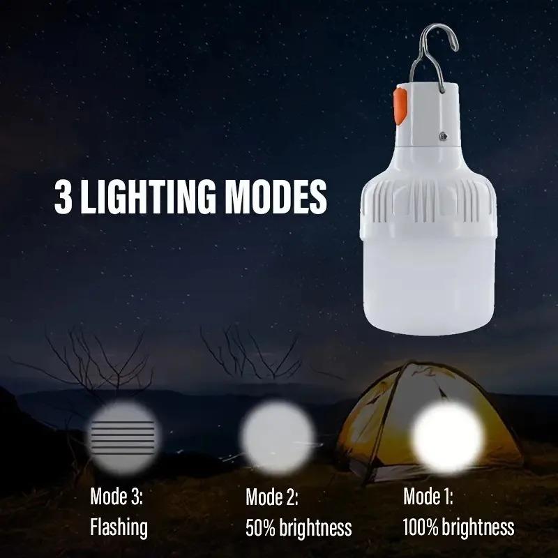 1-5pcs Rechargeable LED Indoor Outdoor Emergency Hook Portable Lights Flashing Lights Barbecue Tent Lantern Camping Lights Bulb