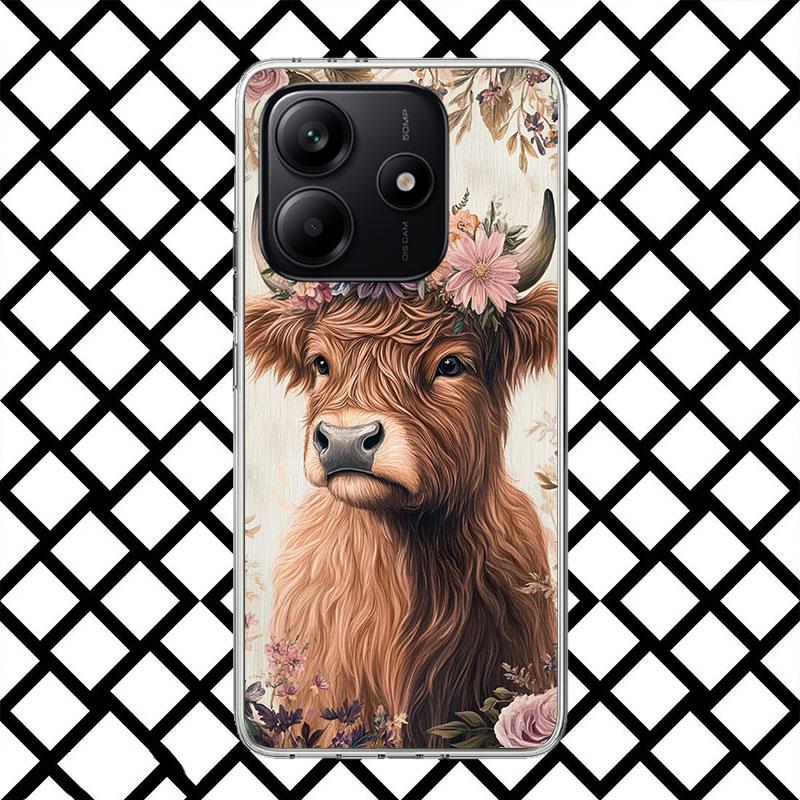

Cute Highland Cow Phone Case for Xiaomi Redmi Note 15 14 14S 13 12 12S 11 Pro Plus 11E 11T 11S 10S 5G Soft Cover Fundas Redmi No Redmi Note 12 Pro 5G