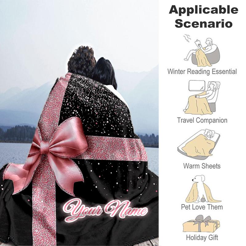1PC Custom Name Gift Sparkle Flannel blankets Patterns Throw Blanket All-Season Soft Gift for Couch, Bed, Camping gifts