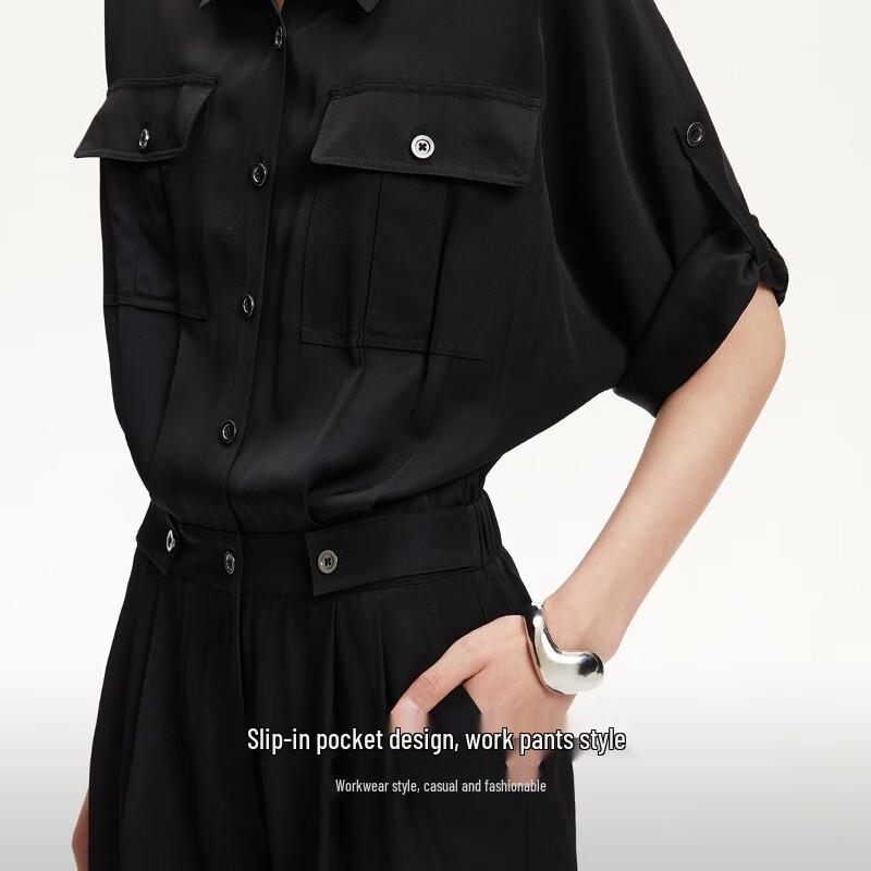 VEROMODA Women's Lapel High-Waist Workwear Jumpsuit