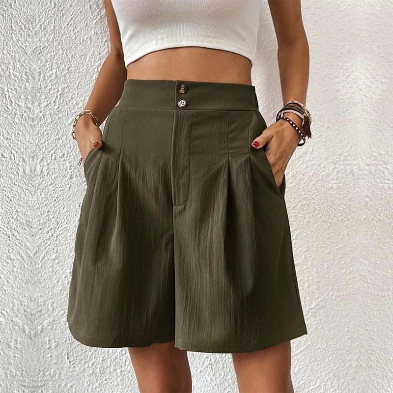 New Summer Loose Pants Wide-Leg Shorts Casual Women High-Waisted Knee - Length Shorts