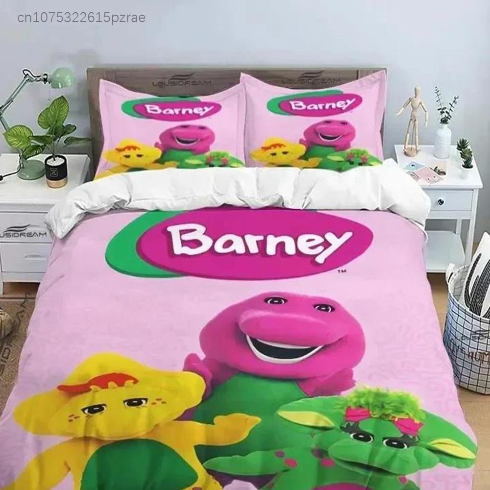 Stampa 3D Amici di Barney Set Biancheria da Letto Carino Cartoni Animati Camera da Letto Morbido Copriletto Moderno Copripiumino Confortevole Coperta Federa