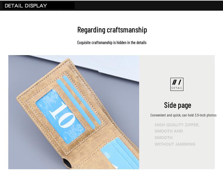 Men's Bi-fold Canvas Leather Wallet with Card Holder
