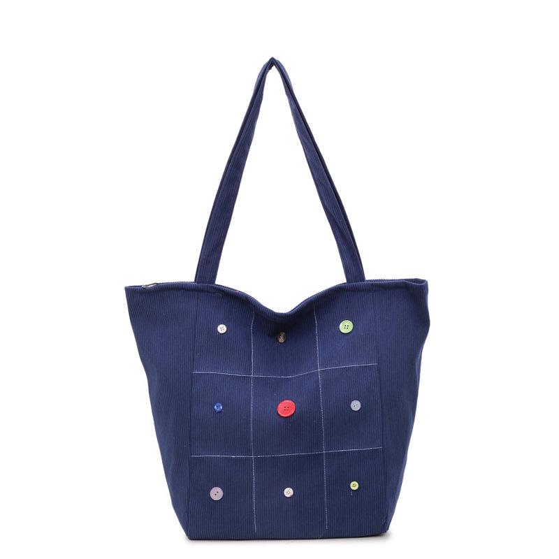 

Корейская ретро вельветовая сумка-тоут на плечо: Универсальная осенняя сумка большой вместимости для женщин синий