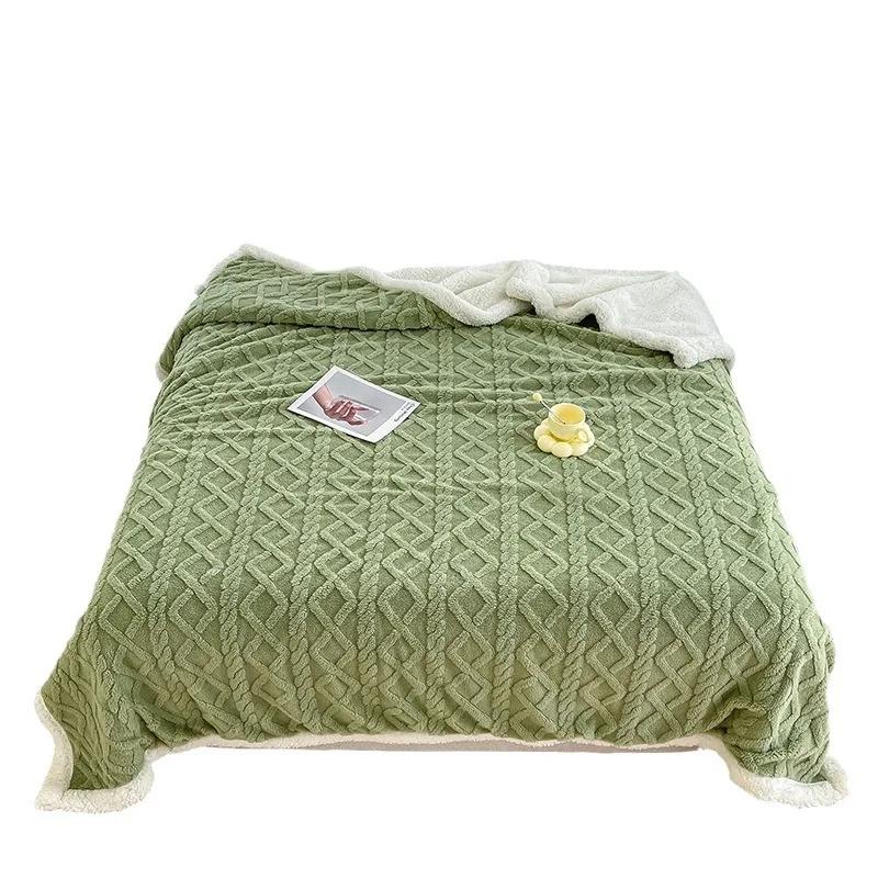 Coral Flannel Sofa Blanket Napping Office Shawl Romantic Blanket Winter Warm Cozy Shaggy Blanket-Thickene Waterproof Cushion