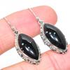 Natural Snowflake Obsidian Gemstone 925 Solid Sterling Silver Earring 1.50" j5P38