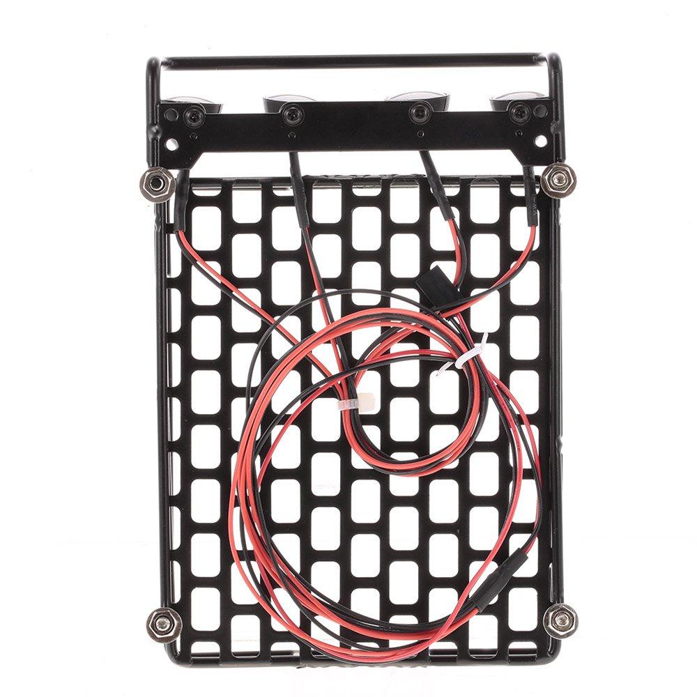 Goolsky Roof RackShelfLuggage Carrier with Light Bar for 110 Scale RC Crawlers, Axial SCX10, D90, 110, Traxxas TRX-4, Tamiya HSP, RC Car Parts