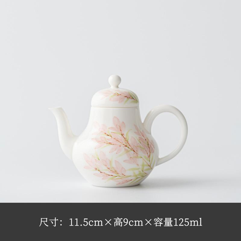 

125ml Hand-painted Wisteria Flower White Porcelain Teapot Ancient Tea Infuser Pot Tea Maker Kettle With Ball Hole Tea Ceremony